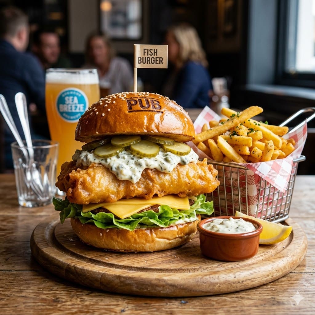 Fish Burger Six Ounces Coffee